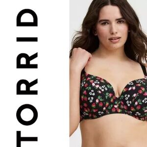 TORRID Women’s Perfect T-Shirt Bra Strawberry Bloom Rich Black Size 38DDD